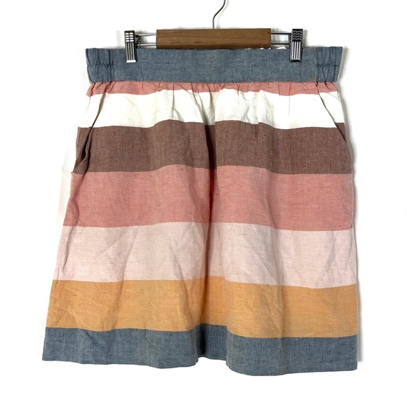 3/$30 LOFT | Striped Rayon Blend Elastic Waistband Mini Skirt M - Picture 1 of 5